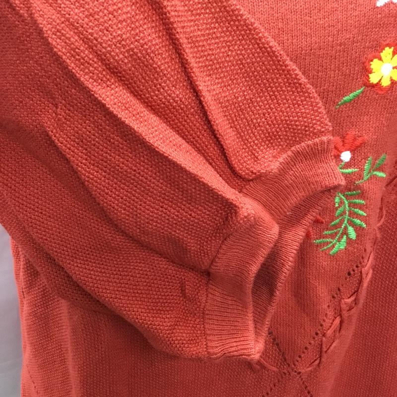 アールシーダブリュービー RCWB カットソー 半袖 4209AR70-0140 コットンニット 刺繍 FREE 花柄 赤 / レッド /  レディース USED 古着 中古 10107430