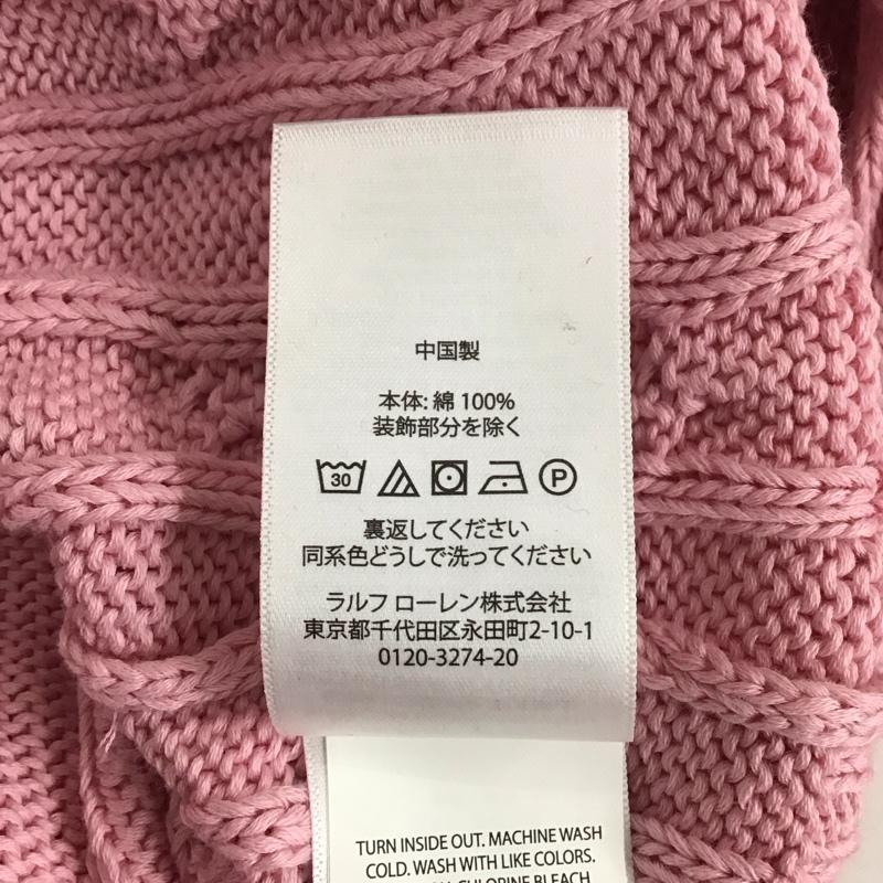 ポロラルフローレン POLO RALPH LAUREN ニット、セーター 長袖 コットンニット クルーネック ケーブル編み S ワンポイント 桃 / ピンク / レディース USED 古着 中古 10124973