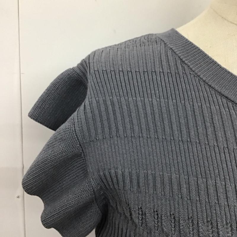 インデックス index カットソー 半袖 C58-16041 フリルスリーブニット M 青 / ブルー / レディース USED 古着 中古 10118826