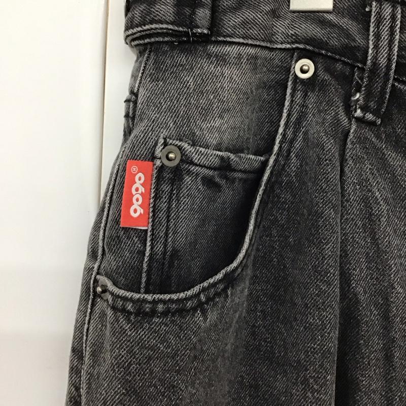 ナインティナインティ 9090 パンツ デニム、ジーンズ デニムパンツ ワイドパンツ カジュアルパンツ L 無地 黒 / ブラック / メンズ USED 古着 中古 10130649