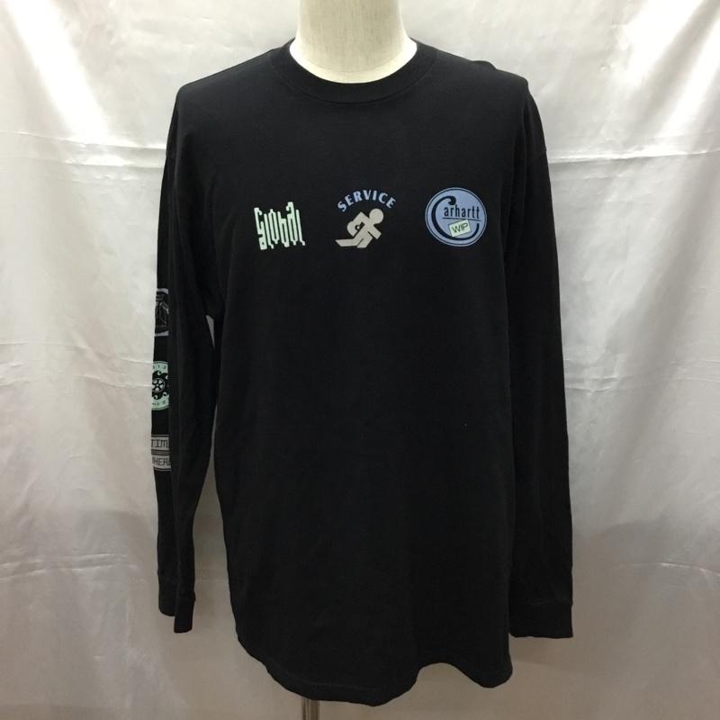 カーハート Carhartt カットソー 長袖 長袖カットソー クルーネックカットソー ロングスリーブカットソー プリントTシャツ M プリント 黒 / ブラック /  メンズ USED 古着 中古 10109365