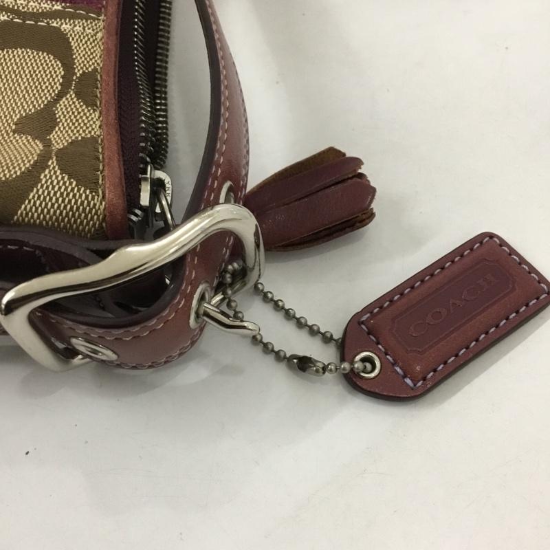 コーチ COACH ハンドバッグ ハンドバッグ E05Q-8K09 シグネチャー ワンショルダー ロゴ、文字 ベージュ / ベージュ / X 紫 / パープル / レディース USED 古着 中古 10123268
