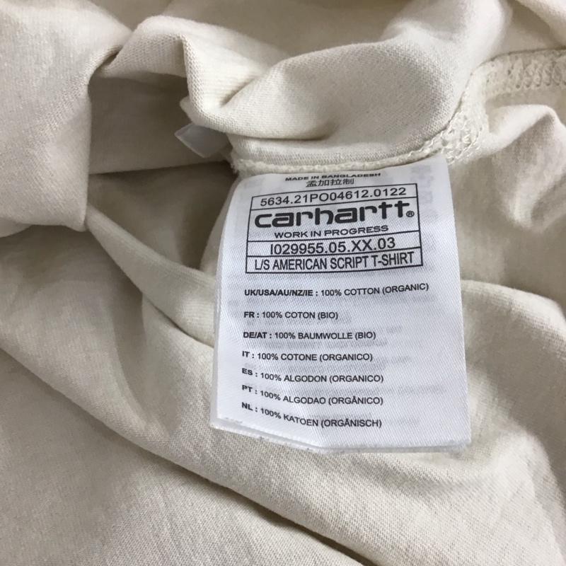 カーハート Carhartt カットソー 長袖 長袖カットソー クルーネックカットソー プリントカットソー XS ロゴ、文字 ベージュ / ベージュ / メンズ USED 古着 中古 10147012