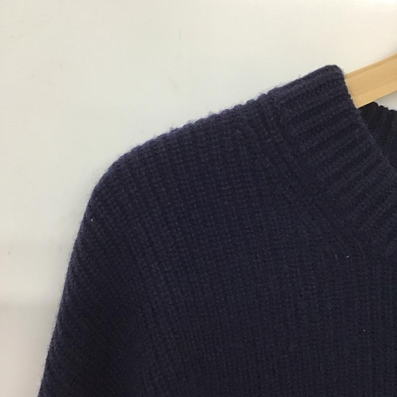 メゾンキツネ MAISON KITSUNE ニット、セーター 長袖 長袖ニットカットソー クルーネック セーター M ロゴ、文字 紺 / ネイビー / メンズ USED 古着 中古 10137737