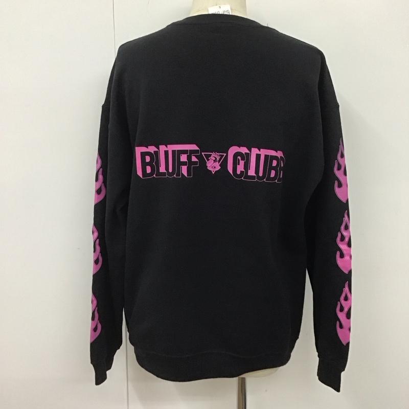 ブルフクラブ BLUFF CLUBB トレーナー 長袖 長袖トレーナー スウェット クルーネック リブスウェットカットソー L プリント 黒 / ブラック / メンズ USED 古着 中古 10108020