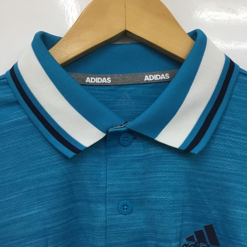 アディダス adidas ポロシャツ 長袖 EH3640 タグ付き L ロゴ、文字 水色 / ライトブルー / メンズ USED 古着 中古 10135697