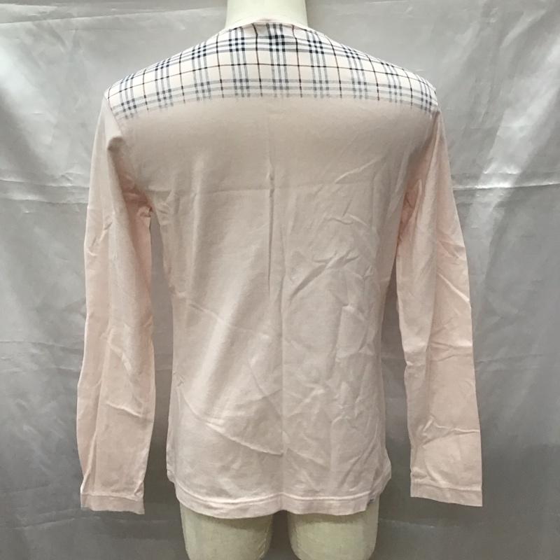 バーバリーロンドン Burberry London カットソー 長袖 長袖カットソー Vネックカットソー ロングスリーブカットソー プリントTシャツ L ロゴ、文字 桃 / ピンク /  メンズ USED 古着 中古 10113166
