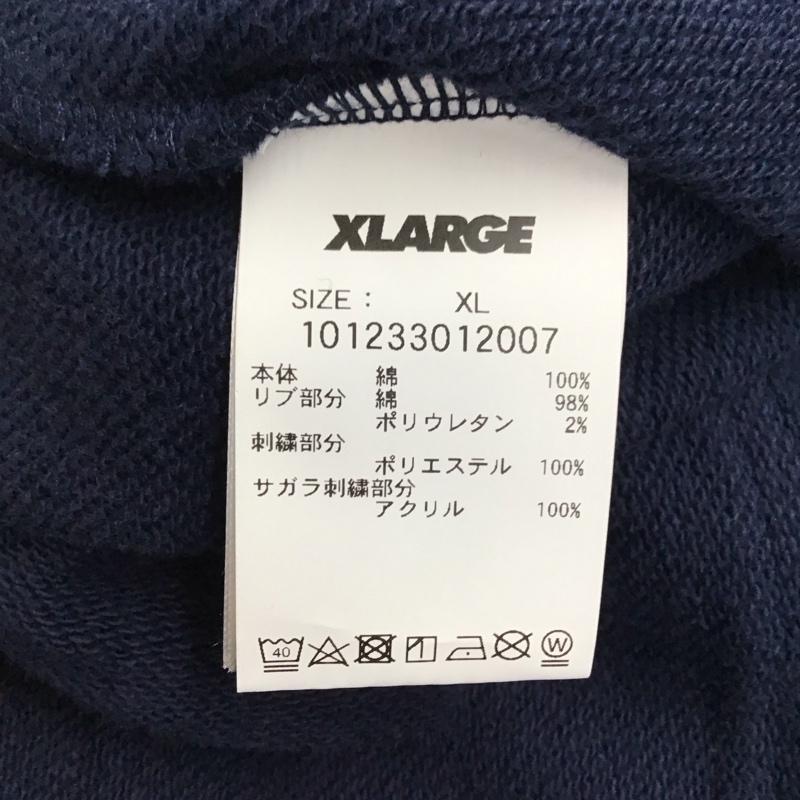エクストララージ XLARGE パーカー 長袖 長袖パーカー フード付きパーカー プリントスウェット トレーナー XL ロゴ、文字 紺 / ネイビー /  メンズ USED 古着 中古 10120621