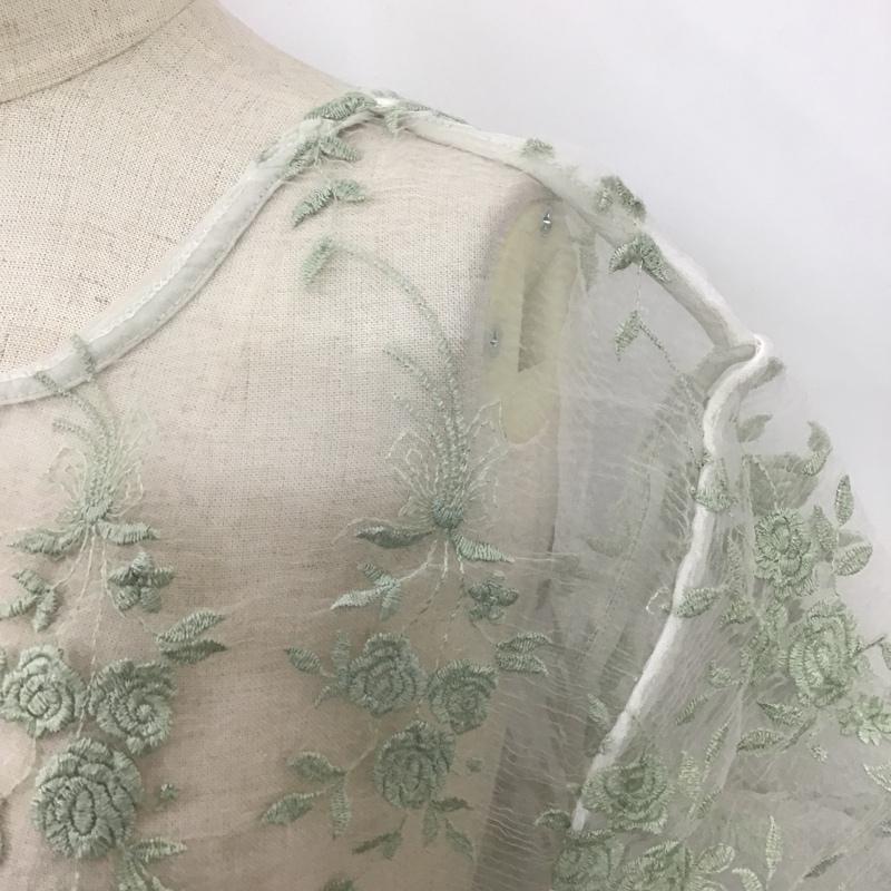 エヴリス EVRIS カットソー 半袖 半袖カットソー 総柄 レースカットソー シースルーカットソー FREE 刺繍 緑 / グリーン /  レディース USED 古着 中古 10103915