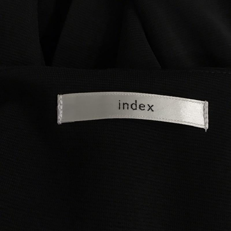 インデックス index カットソー 七分袖 C58-14226 リップルバックボタントップス M 無地 黒 / ブラック / レディース USED 古着 中古 10118827