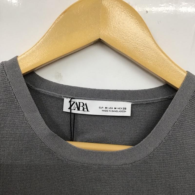ザラ ZARA タンクトップ タンクトップ 1750 002 802 ノースリーブ クロップド丈 タグ付き M 無地 灰 / グレー / レディース USED 古着 中古 10129173