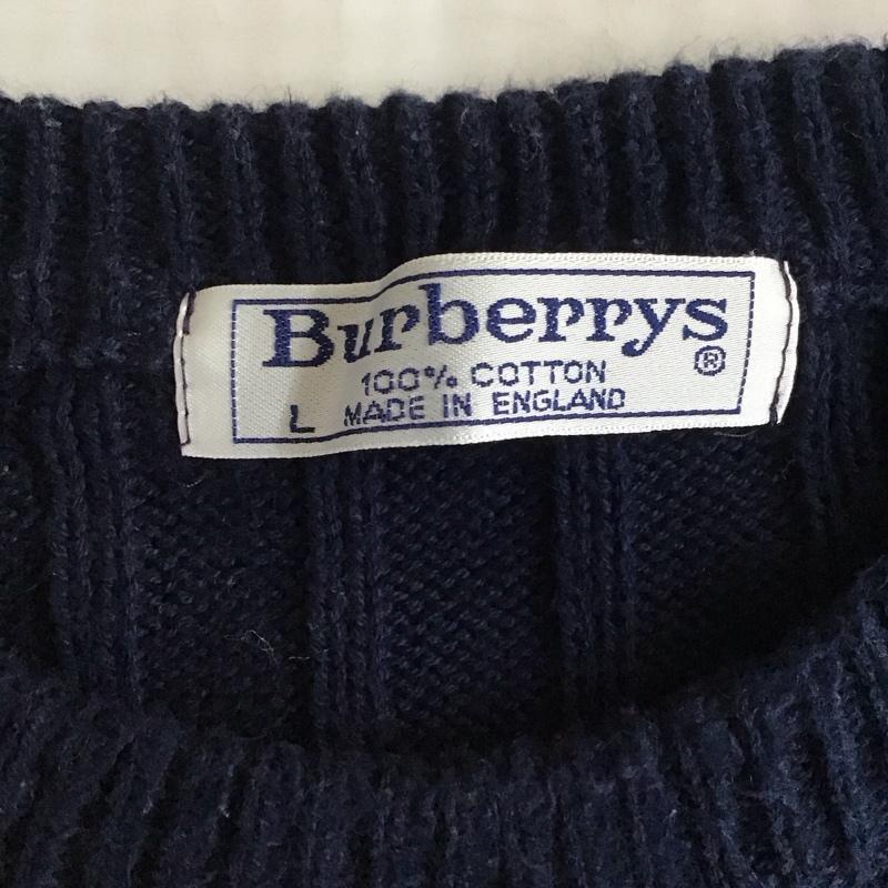 バーバリーズ BURBERRYS ニット、セーター 長袖 長袖ニットカットソー ニット セーター クルーネックニット L ロゴ、文字 紺 / ネイビー / メンズ USED 古着 中古 10115358