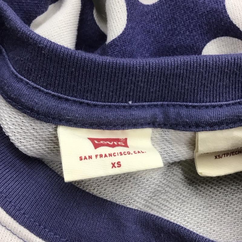 リーバイス Levi s トレーナー 長袖 長袖トレーナー スウェット クルーネック リブスウェットカットソー XS プリント 紺 / ネイビー / レディース USED 古着 中古 10124579