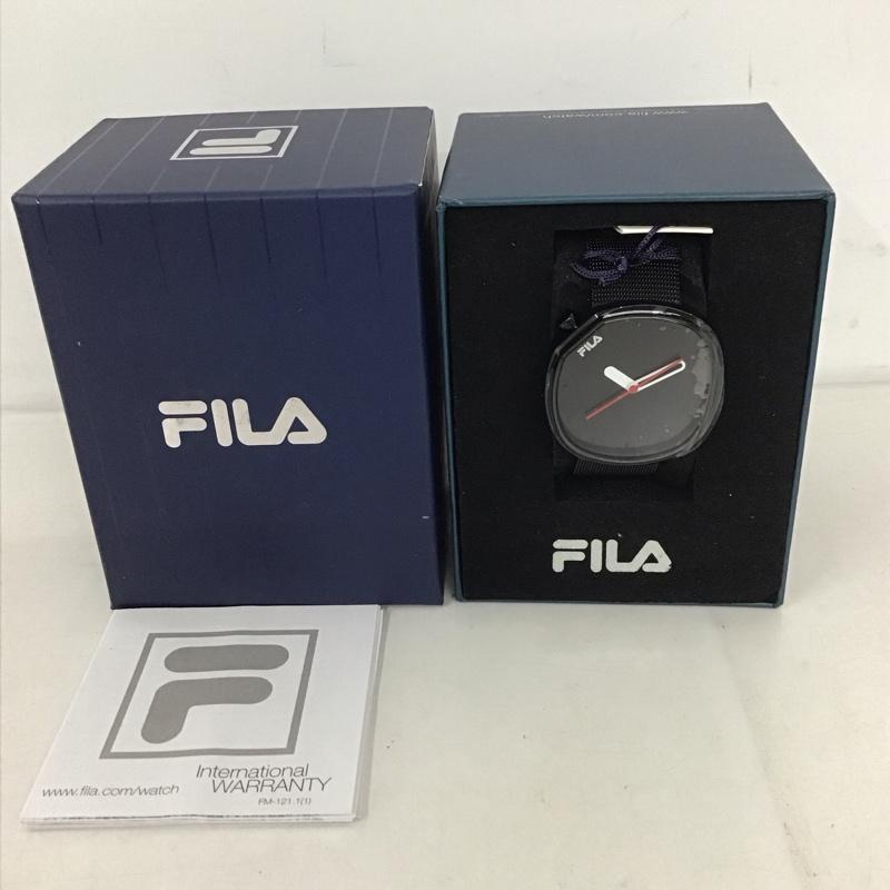 フィラ FILA 腕時計 アナログ(クォーツ式) 38-162 箱有 ロゴ、文字 黒 / ブラック / レディース USED 古着 中古 10134475