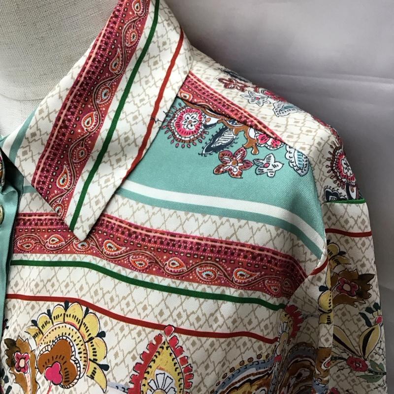 ザラ ZARA シャツ、ブラウス 長袖 長袖シャツ 総柄シャツ カラーシャツ 長袖カットソー XS プリント マルチカラー / マルチカラー / レディース USED 古着 中古 10117983