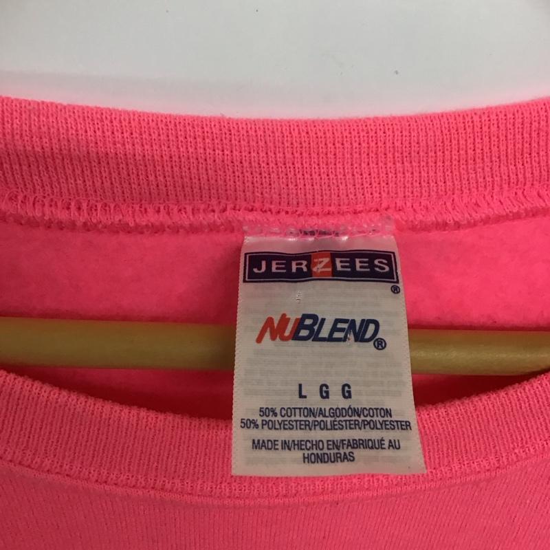 ジャージーズ JERZEES トレーナー 長袖 長袖トレーナー スウェット クルーネック プルオーバー L ロゴ、文字 桃 / ピンク / メンズ USED 古着 中古 10132350