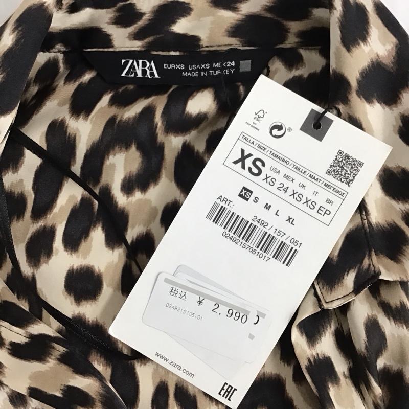 ザラ ZARA ワンピース ロングスカート 長袖シャツワンピース 長袖ロングワンピース 総柄 XS ヒョウ柄・レオパード柄 マルチカラー / マルチカラー / レディース USED 古着 中古 10110456