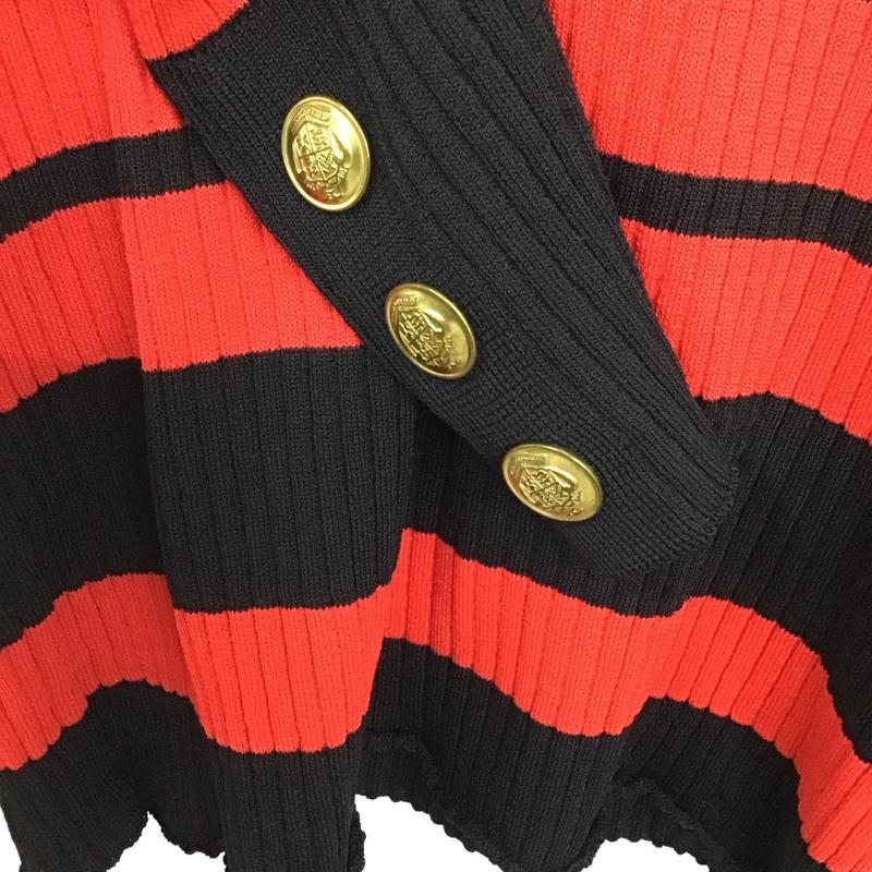 ザラ ZARA カットソー 長袖 L ボーダー柄 黒 / ブラック / X 赤 / レッド / レディース USED 古着 中古 10131620