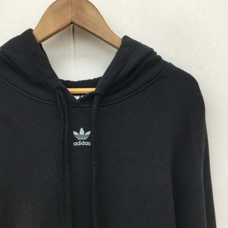 アディダス adidas パーカー 長袖 adidas DU9891 LL ロゴ、文字 X 刺繍 黒 / ブラック / X 水色 / ライトブルー / メンズ USED 古着 中古 10136980