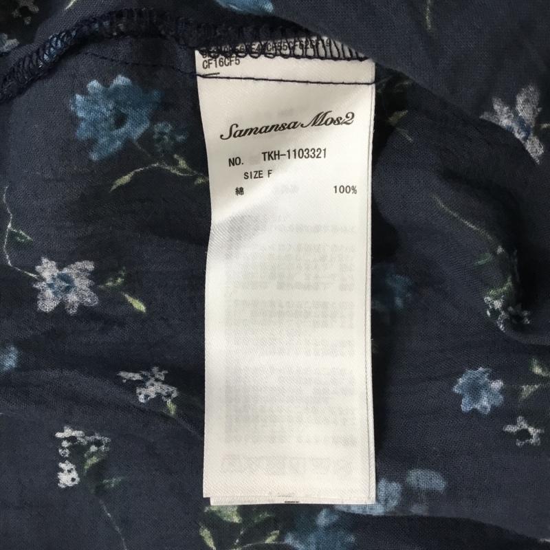 サマンサモスモス Samansa Mos2 ワンピース ロングスカート TKH-1103321 ロングシャツワンピース 半袖ワンピース 前開き花柄 FREE 総柄 X 花柄 紺 / ネイビー / レディース USED 古着 中古 10110025