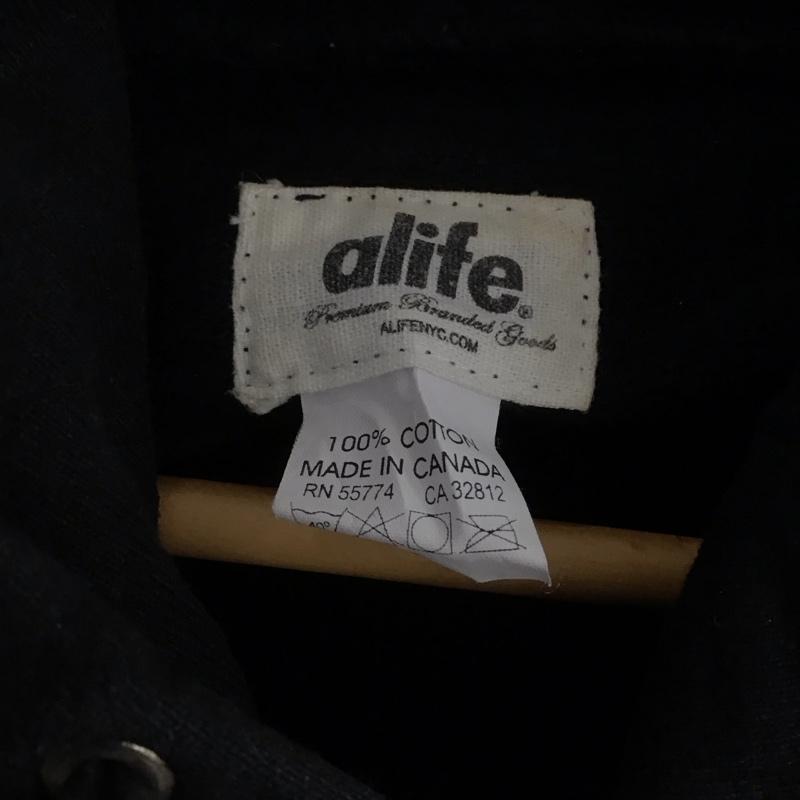 エーライフ ALIFE パーカー 長袖 長袖パーカー プルオーバーパーカー スウェット L ロゴ、文字 黒 / ブラック / メンズ USED 古着 中古 10146468