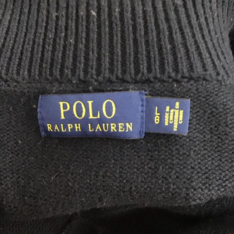 ポロラルフローレン POLO RALPH LAUREN ニット、セーター 長袖 長袖ニットカットソー ジップアップネック セーター スタンドカラー L ロゴ、文字 紺 / ネイビー / メンズ USED 古着 中古 10125104