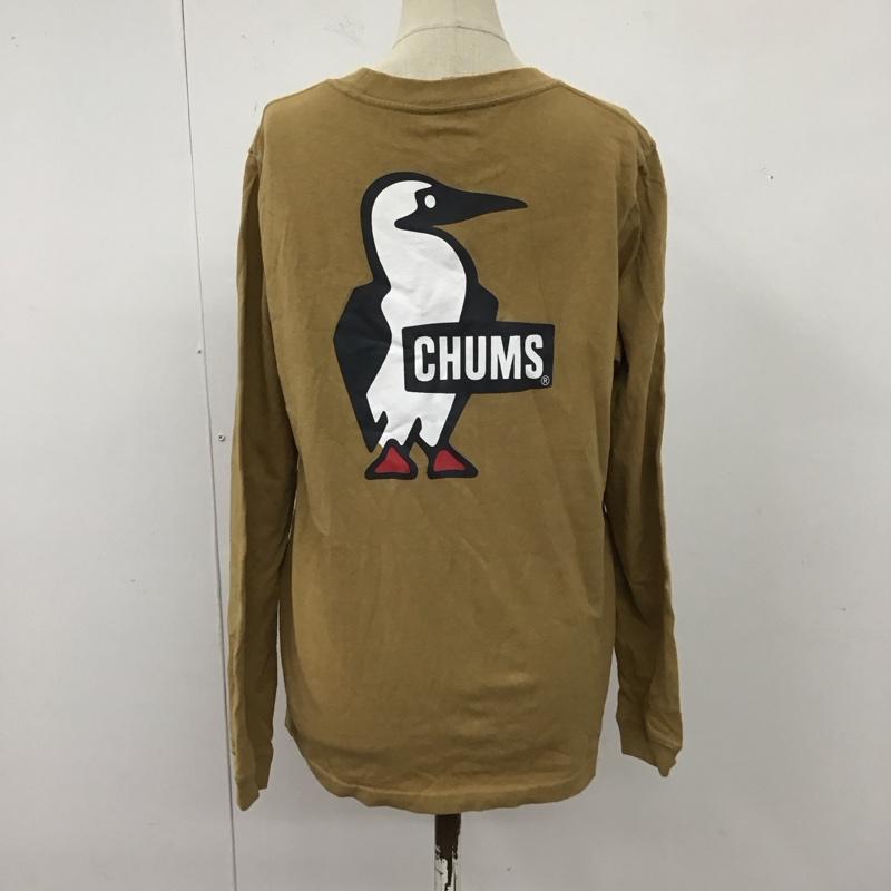 チャムス CHUMS Tシャツ 長袖 CH11-1830 ブービーロゴ バックロゴ ロンT M ロゴ、文字 ベージュ / ベージュ / レディース USED 古着 中古 10123111