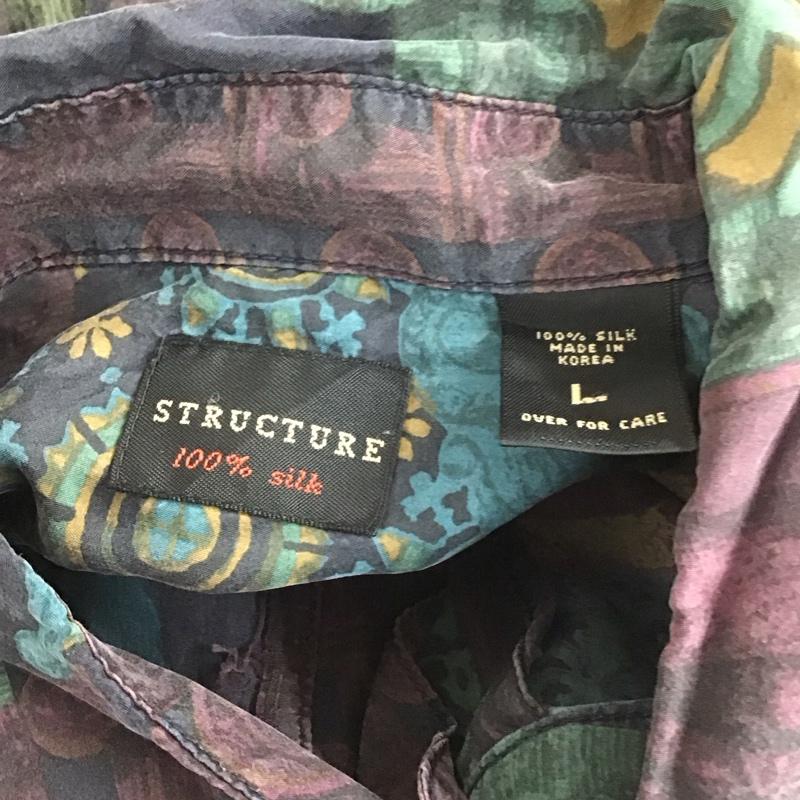 古着 USED シャツ、ブラウス 長袖 STRUCTURE シルク L 総柄 マルチカラー / マルチカラー / メンズ USED 古着 中古 10107656