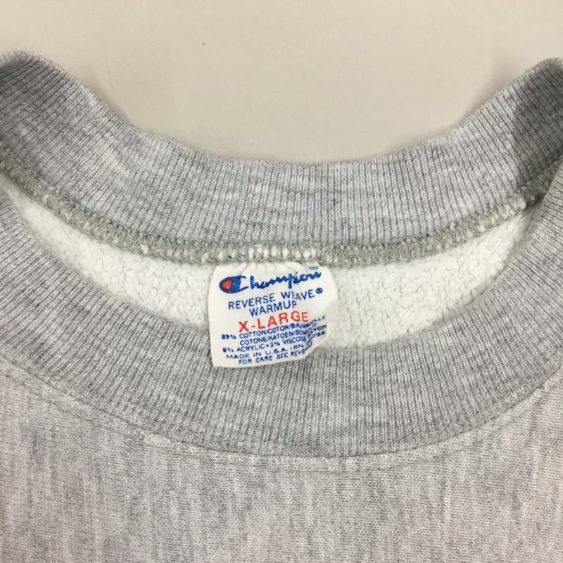 チャンピオン Champion トレーナー 長袖 長袖トレーナー スウェット クルーネック リブスウェットカットソー 80s XL ロゴ、文字 灰 / グレー /  メンズ USED 古着 中古 10119416