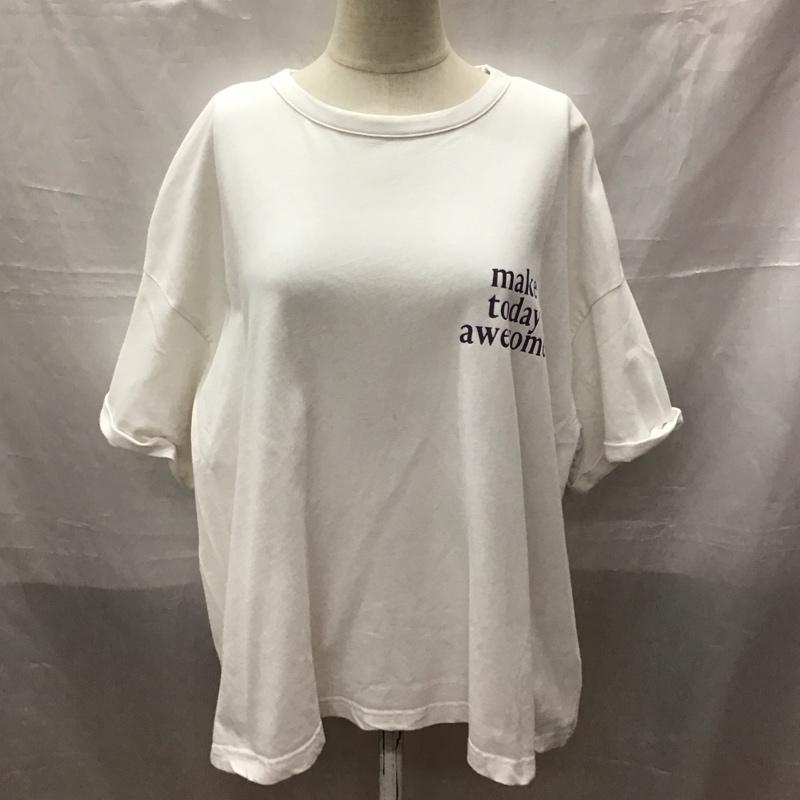 ミラオーウェン Mila Owen Tシャツ 半袖 09WCT212124 短丈ワイドグラフィックTシャツ プリントTシャツ M ロゴ、文字 白 / ホワイト / レディース USED 古着 中古 10116912