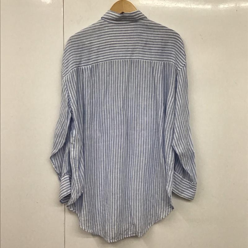 ニジュウサンク 23区 シャツ、ブラウス 長袖 38 ストライプ 白 / ホワイト / X 水色 / ライトブルー / レディース USED 古着 中古 10131753