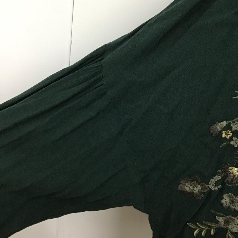 ニコアンド niko and... カットソー 長袖 長袖カットソー シャツ ロングスリーブカットソー 3 刺繍 X 花柄 緑 / グリーン /  レディース USED 古着 中古 10111913