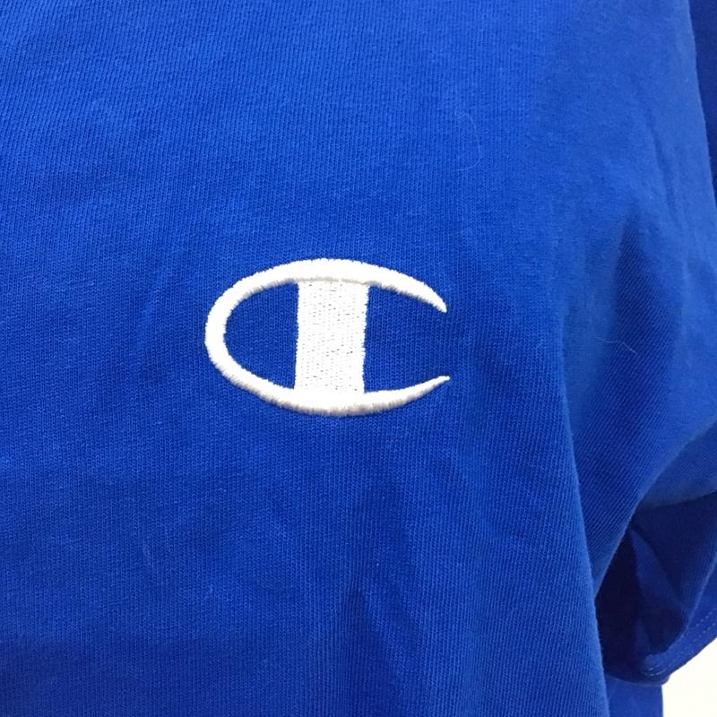 チャンピオン Champion ワンピース ひざ丈スカート CWSK358 クルーネック 半袖 カットソーワンピ M ロゴ、文字 青 / ブルー /  レディース USED 古着 中古 10112964