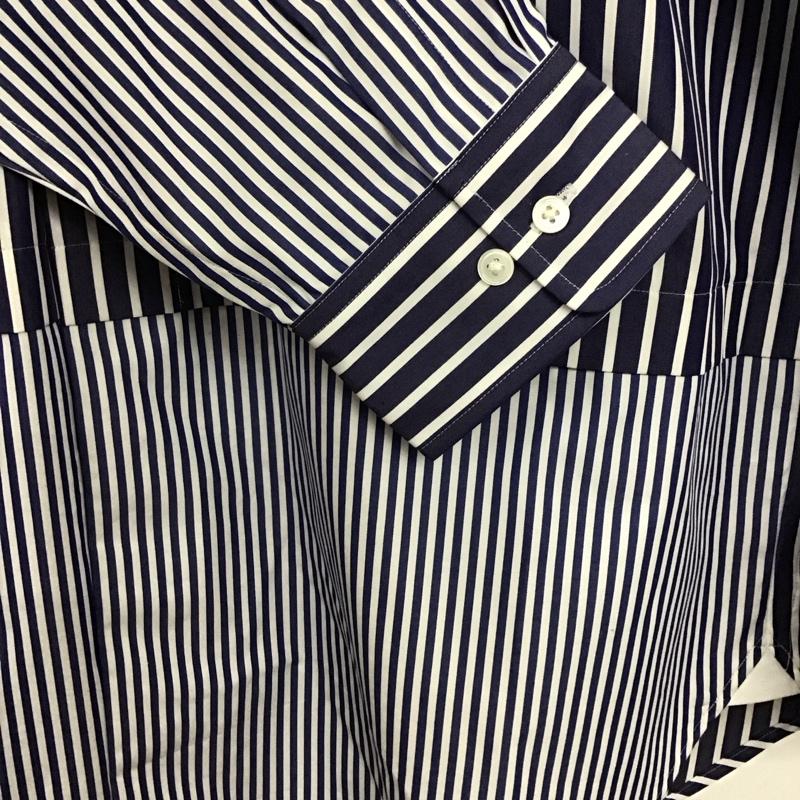 ユニクロ UNIQLO シャツ、ブラウス 長袖 331-436734 長袖シャツ カラーシャツ ストライプシャツ L ストライプ 白 / ホワイト / X 青 / ブルー / メンズ USED 古着 中古 10139041
