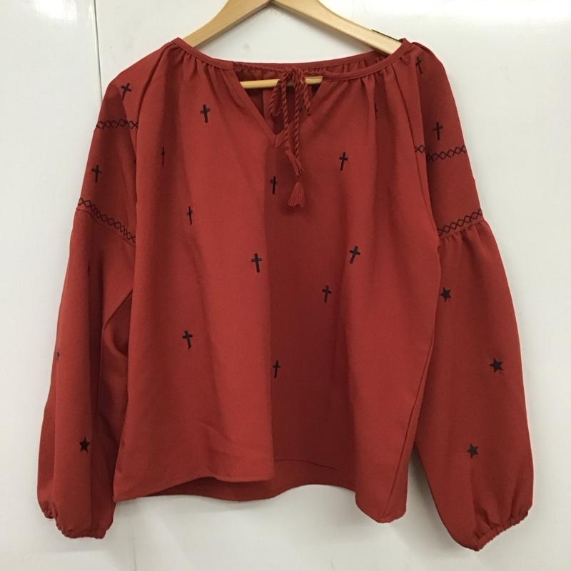 ワールドワイドラブ WORLD WIDE LOVE! カットソー 長袖 1 刺繍 赤 / レッド / レディース USED 古着 中古 10120190