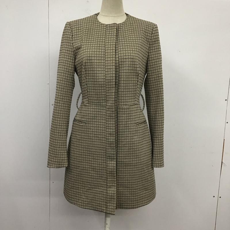 ザラ ZARA ジャケット、上着 ジャケット、ブレザー 2753 225 086 ノーカラー XS 千鳥格子 ベージュ / ベージュ / X 黒 / ブラック / レディース USED 古着 中古 10122107