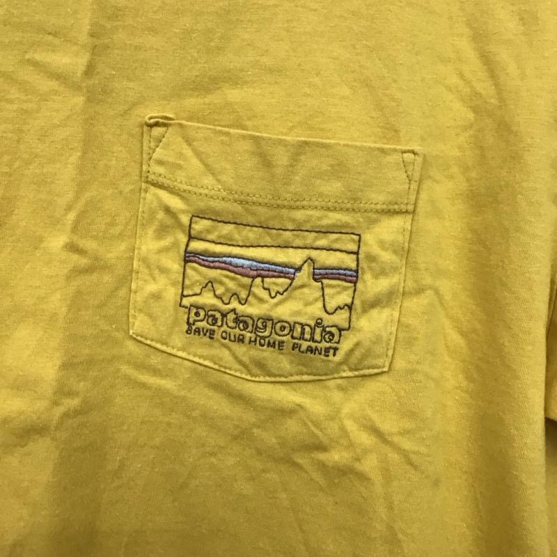 パタゴニア patagonia Tシャツ 半袖 37532 スカイライン オーガニック イージーカット ポケット ティー S ロゴ、文字 黄 / イエロー / レディース USED 古着 中古 10131082