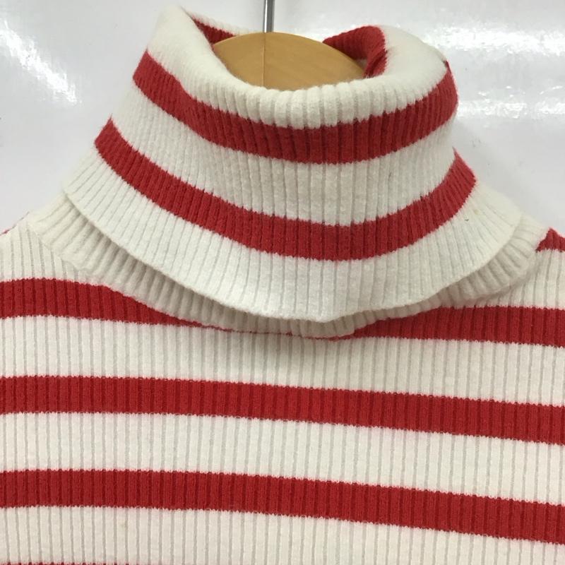 ドルチェアンドガッバーナ DOLCE&GABBANA カットソー 長袖 長袖カットソー タートルネックカットソー 長袖Tシャツ ロングスリーブカットソー 34 ボーダー柄 白 / ホワイト / X 赤 / レッド / レディース USED 古着 中古 10112094