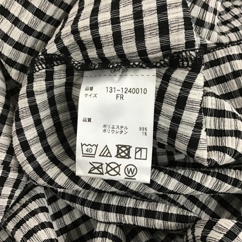 フリーズマート FREE S MART ワンピース ロングスカート 131-1240010 配色メローシャーリングカットソーワンピース 半袖ロングワンピース FREE チェック 白 / ホワイト / X 黒 / ブラック /  レディース USED 古着 中古 10105725