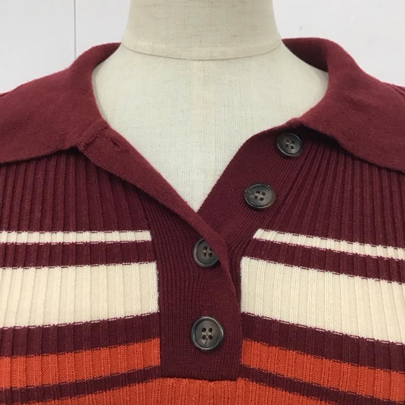 マウジー MOUSSY ニット、セーター 半袖 010BAF70-5420 HALFSLEEVEPOLOニットトップス 半袖ニットカットソー FREE ボーダー柄 マルチカラー / マルチカラー / レディース USED 古着 中古 10116983