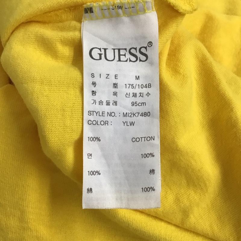 ゲス Guess Tシャツ 半袖 半袖カットソー プリントTシャツ クルーネックカットソー M ロゴ、文字 黄 / イエロー / メンズ USED 古着 中古 10136671
