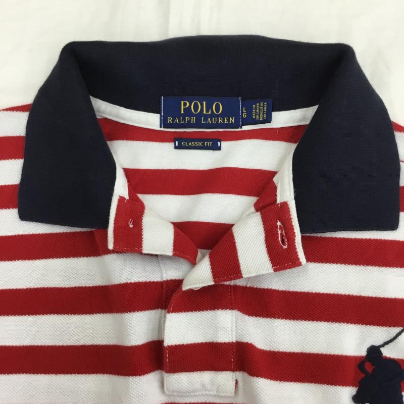 ポロラルフローレン POLO RALPH LAUREN ポロシャツ 半袖 L ボーダー柄 白 / ホワイト / メンズ USED 古着 中古 10133534
