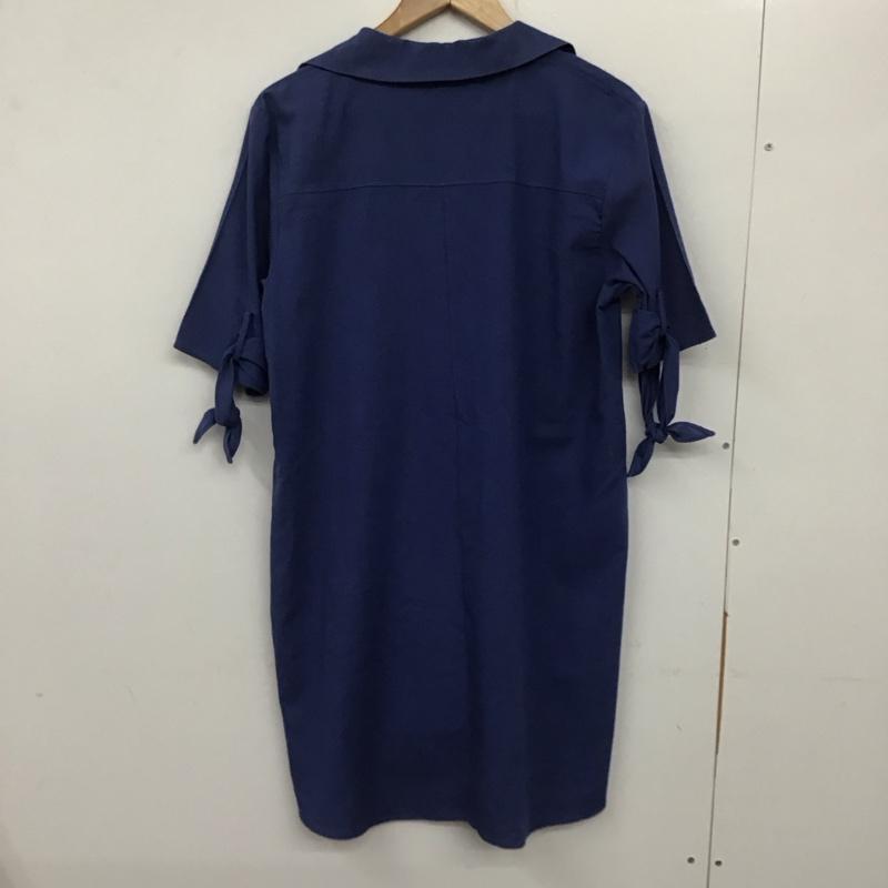 ザラベーシック ZARA BASIC ワンピース ひざ丈スカート L 無地 青 / ブルー / レディース USED 古着 中古 10134646