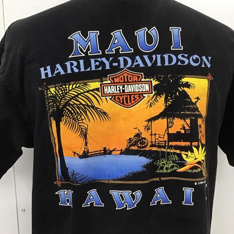 ハーレーダビッドソン Harley-Davidson Tシャツ 半袖 半袖カットソー プリントTシャツ クルーネックカットソー M プリント 黒 / ブラック /  メンズ USED 古着 中古 10111112