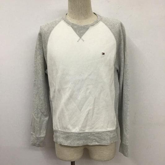 トミーヒルフィガー TOMMY HILFIGER カットソー 長袖 0149470 ラグランスリーブ S ワンポイント 灰 / グレー / X 白 / ホワイト /  メンズ USED 古着 中古 10110852