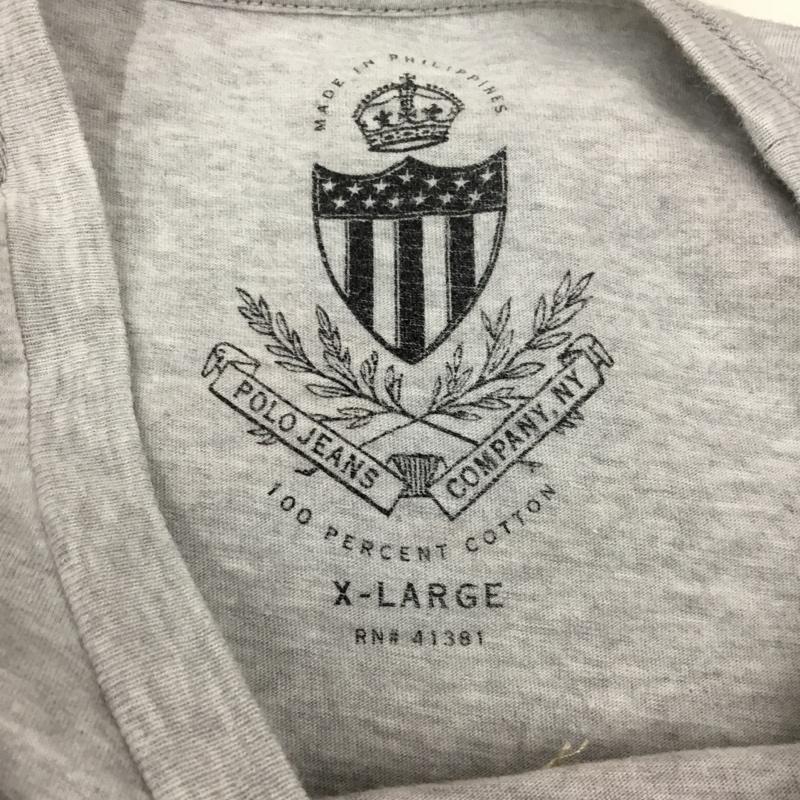 ポロジーンズ Polo Jeans Co. Tシャツ 半袖 半袖カットソー プリントTシャツ クルーネックカットソー XL プリント 灰 / グレー /  メンズ USED 古着 中古 10108532