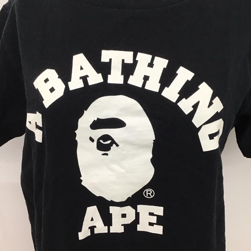 アベイシングエイプ A BATHING APE Tシャツ 半袖 クルーネック プリント S ロゴ、文字 黒 / ブラック / レディース USED 古着 中古 10123082