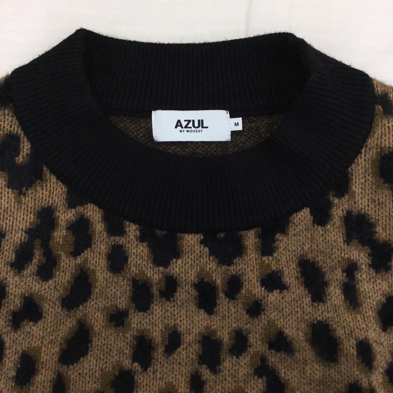 アズールバイマウジー AZUL BY MOUSSY ニット、セーター 長袖 M ヒョウ柄・レオパード柄 黒 / ブラック / X 茶 / ブラウン / レディース USED 古着 中古 10139617