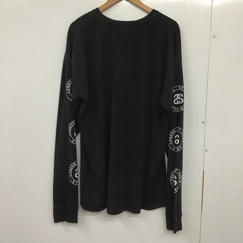 ステューシー STUSSY カットソー 長袖 長袖カットソー プリントカットソー クルーネック XL ロゴ、文字 黒 / ブラック / メンズ USED 古着 中古 10138760