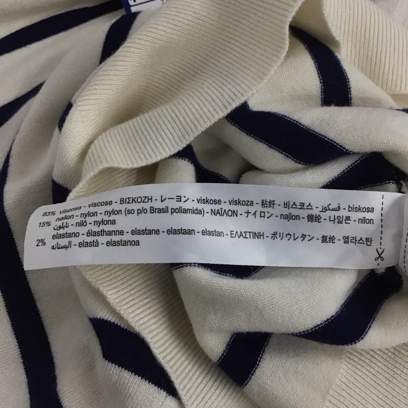 ザラ ZARA ニット、セーター 半袖 8851/017/105 M ボーダー柄 白 / ホワイト / X 紺 / ネイビー / レディース USED 古着 中古 10133667